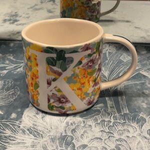 Anthropologie Floral Monogram Mug